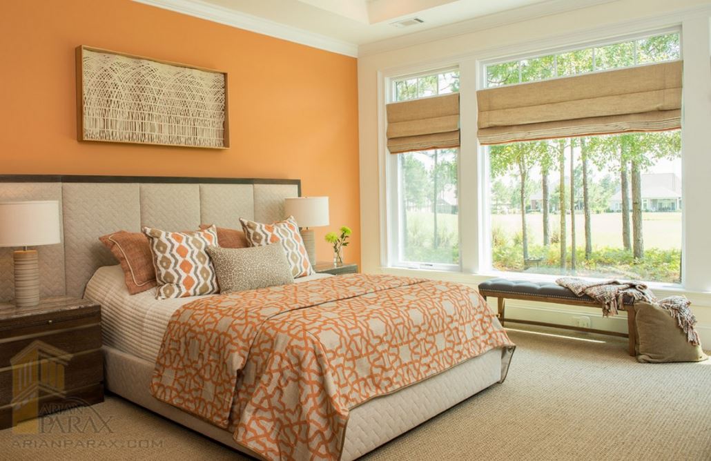 ترکیب رنگ اتاق خواب نارنجی