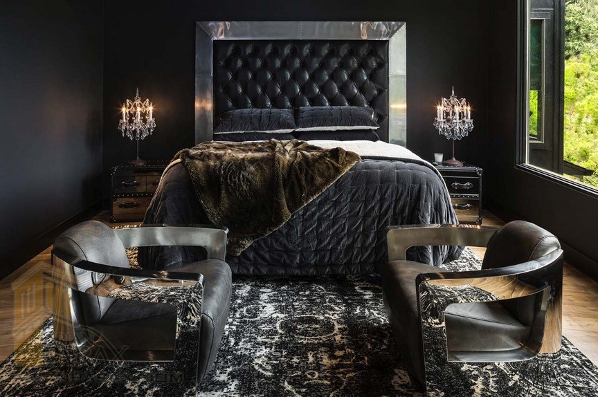 طراحی اتاق خواب مدرن با رنگ های تیره