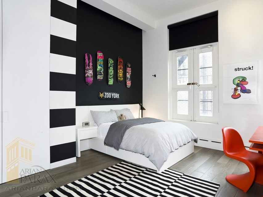 طراحی داخلی اتاق خواب نوجوان با رنگ مشکی