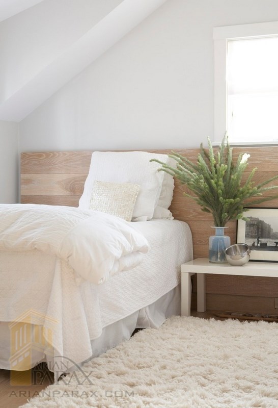 طراحی داخلی اتاق خواب با چوب و رنگ سفید