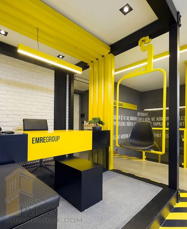 طراحی دکوراسیون شرکت با رنگ زرد