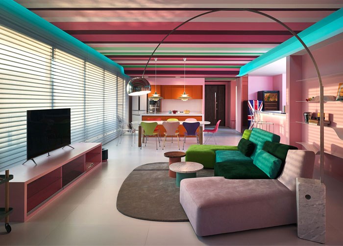 طراحی خانه با رنگ های شاد و فانتزی