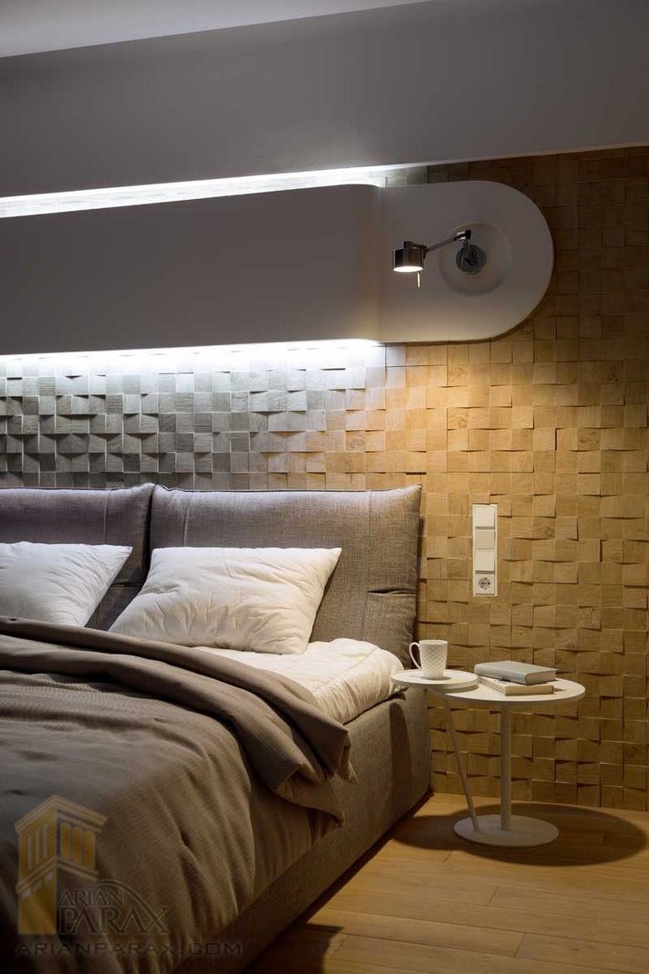 طراحی چوبی دیوار اتاق خواب