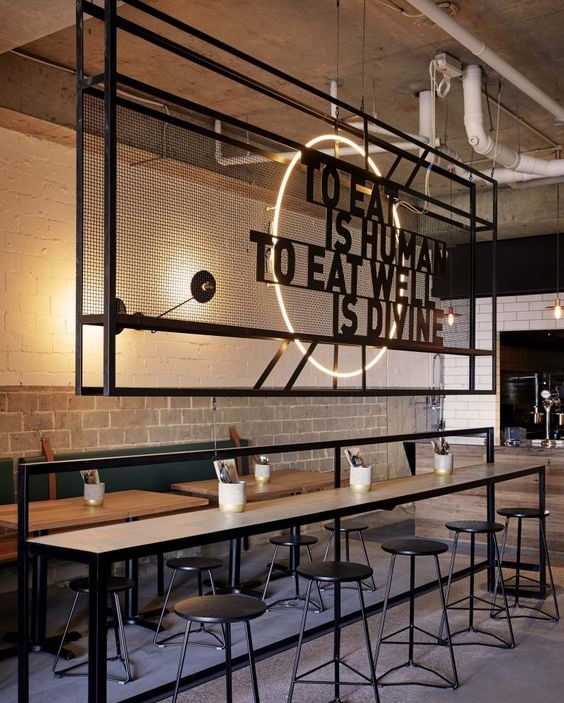 طراحی داخلی کافه با فلز