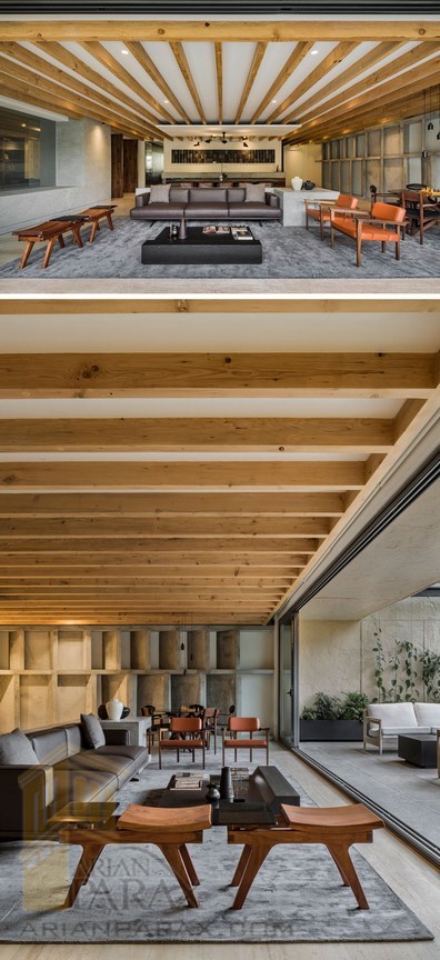 طراحی داخلی آپارتمان با الوارهای چوبی