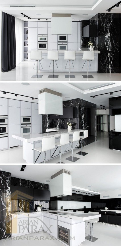 دیزاین آپارتمان با رنگ سیاه و سفید