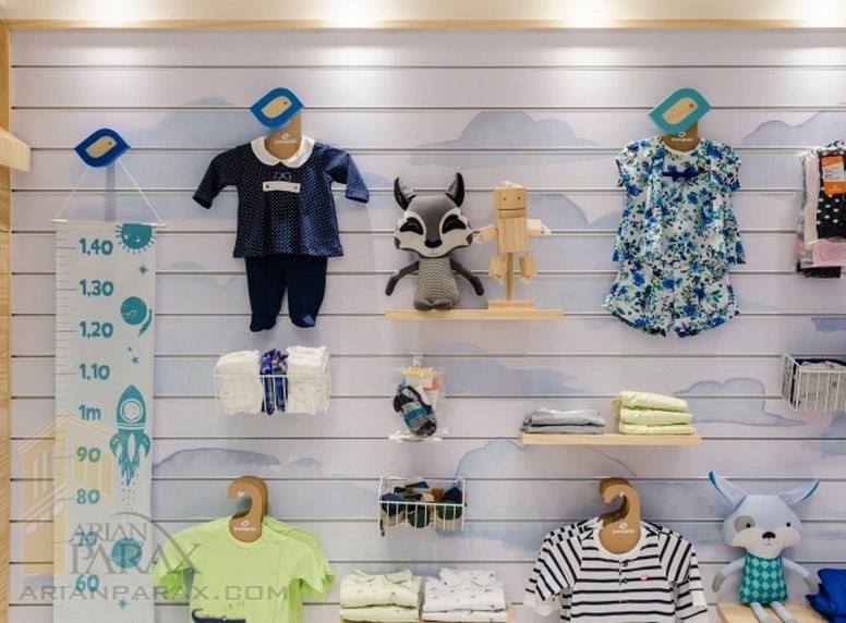 طراحی داخلی فروشگاه پوشاک کودک و نوزاد