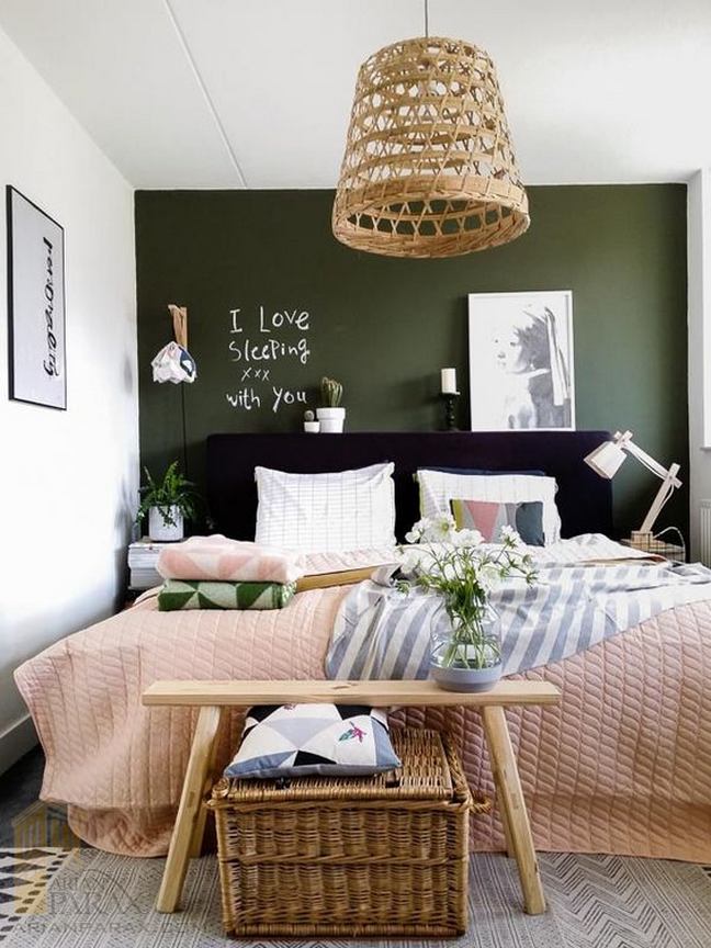 رنگ سبز در دیزاین اتاق خواب