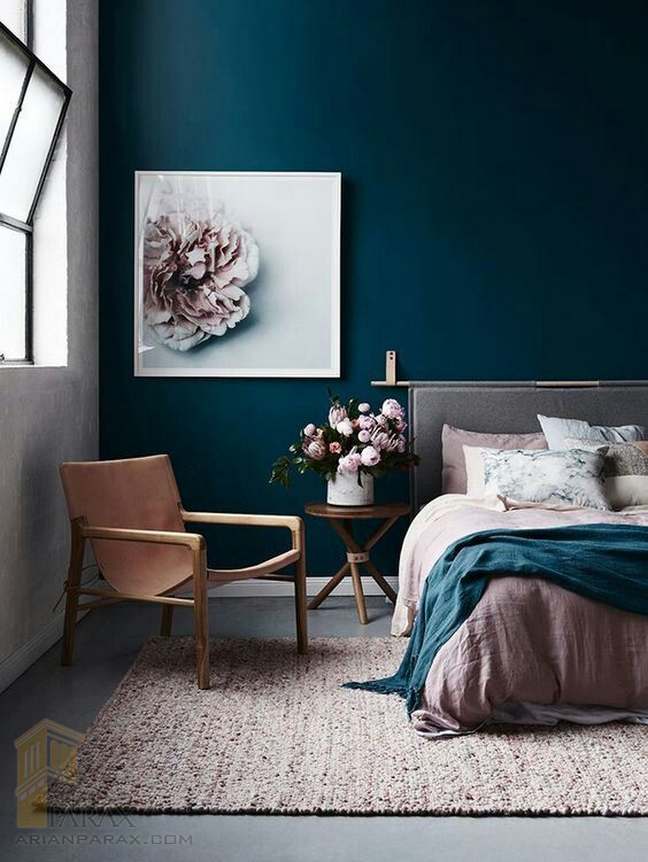 طراحی دکور اتاق خواب آبی صورتی