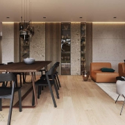 modern-open-concept-living-room-dining-room-with-b طراحی خانه لاکچری مدرن