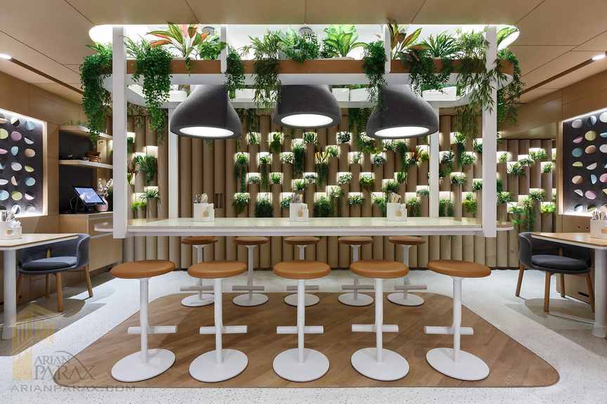 طراحی دکوراسیون رستوران با گل و گیاه