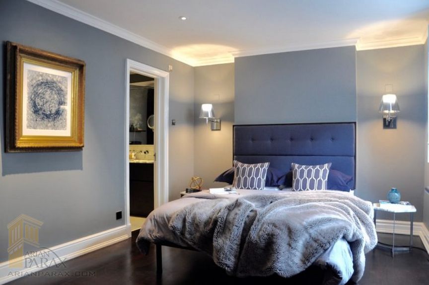 رنگ طوسی آبی در اتاق خواب