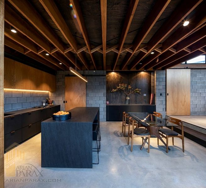 طراحی ویلای دوبلکس با دکور چوبی