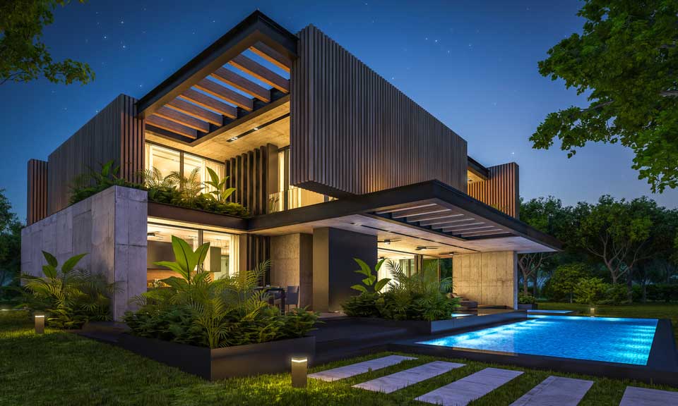 طراحی باغ ویلا مدرن