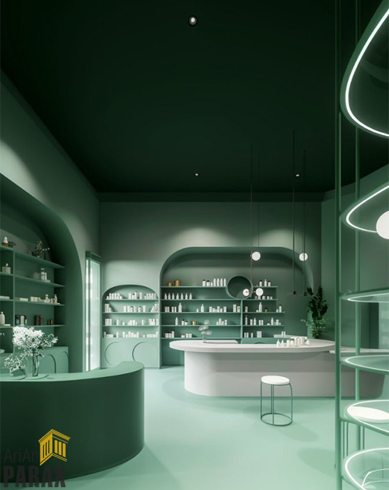 طراحی مونوکروم مغازه عطر فروشی