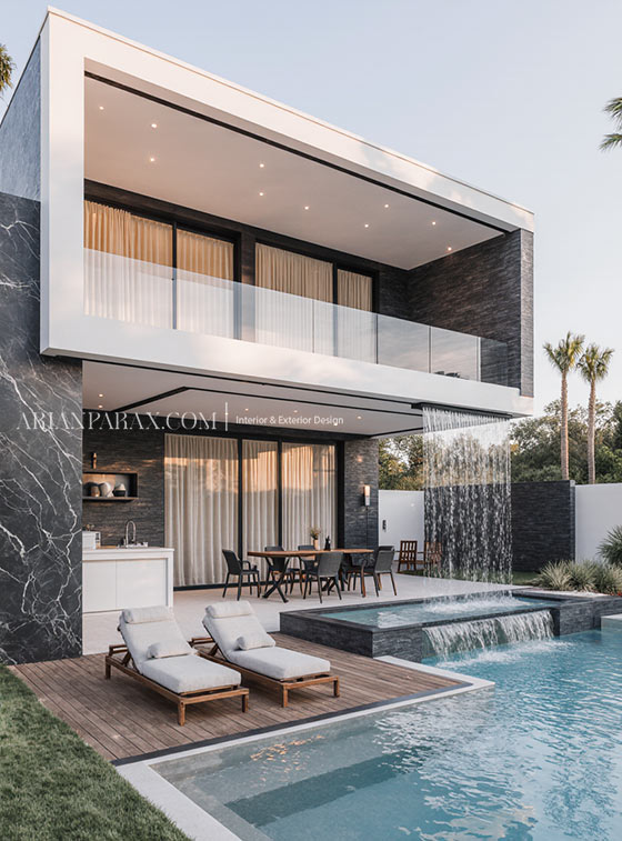 طراحی ویلای مدرن با نمای لوکس